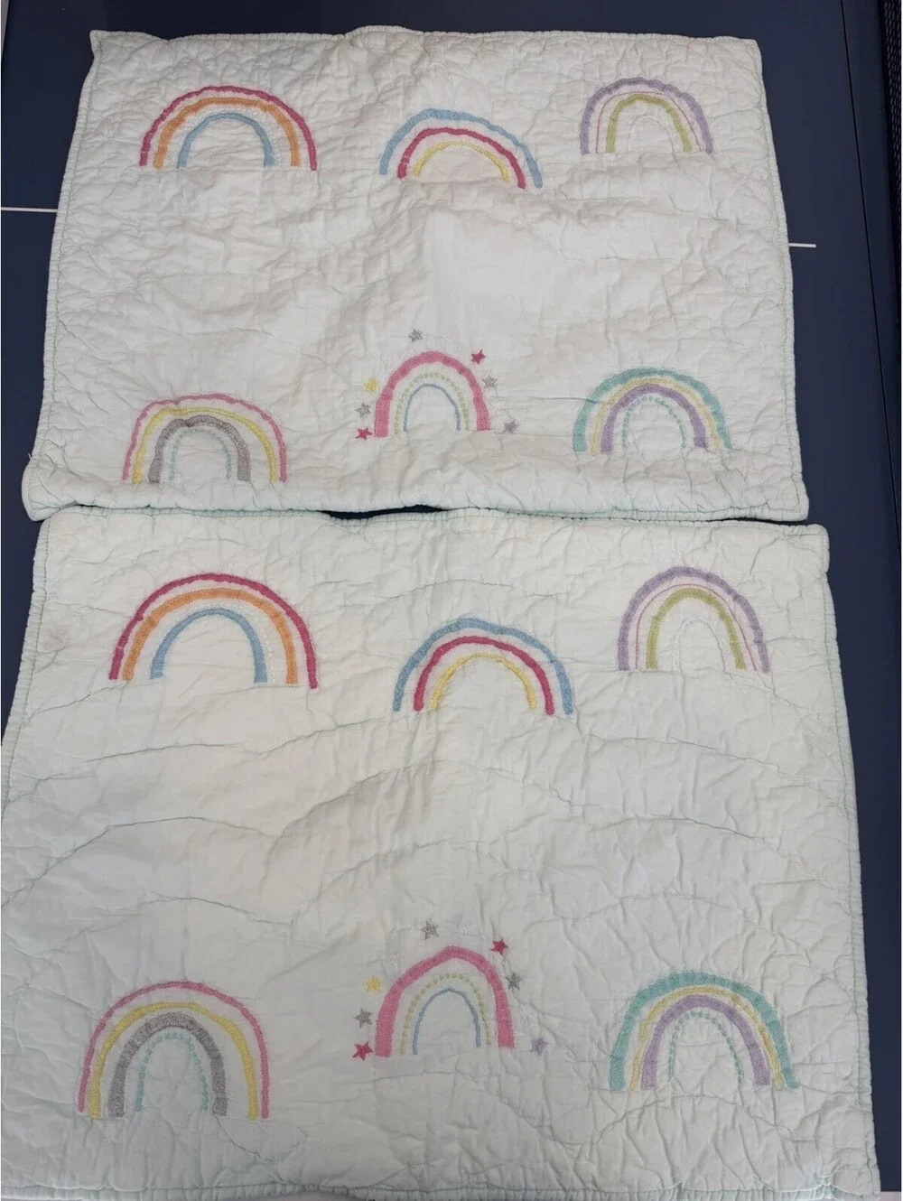 Pottery Barn Kids Molly Rainbow Quilted Standard Shams 20 X 26 Set Of 2